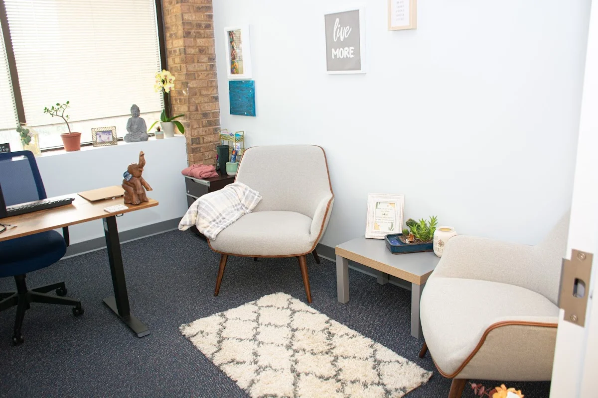 Cozy therapy room with chairs at New Harbor Behavioral Healthcare, an intensive outpatient program in Boston.