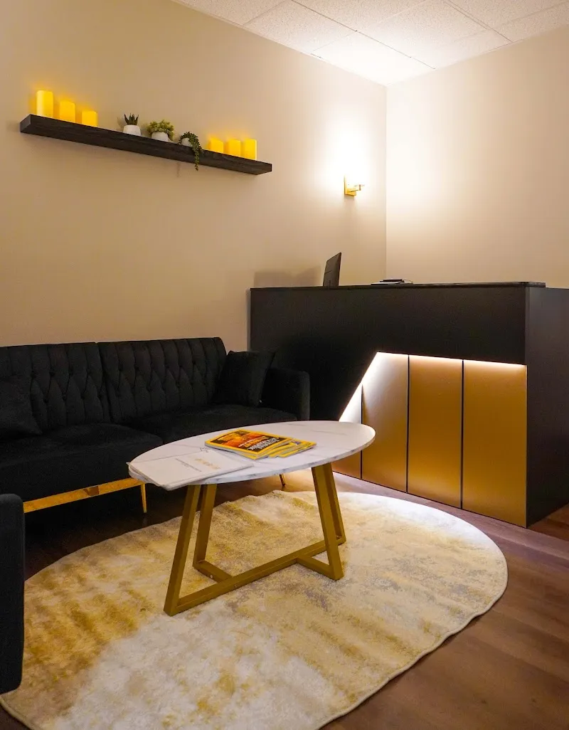 Cozy waiting area with modern decor at Grand Rising Behavioral Health treatment center in Boston.